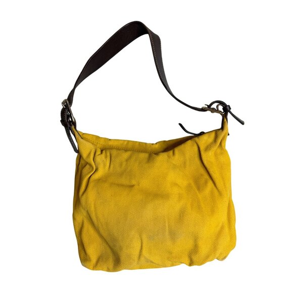 Dooney & Bourke DB Yellow Canvas Shoulder Bag With Brown Leather Strap & Brass H - Picture 6 of 10